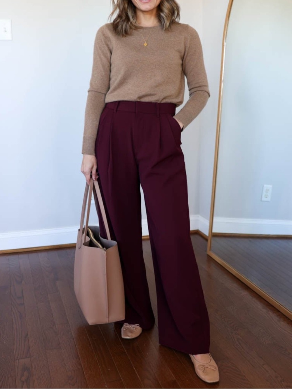 Burgundy High-Rise Wide-Leg trouser Pants